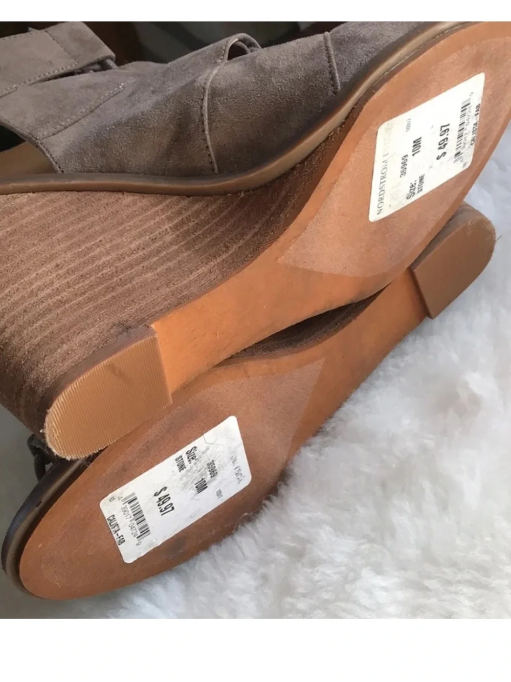 Melrose & Market taupe wedge lace-up sandal 10